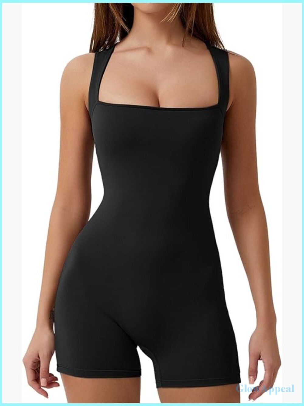 Tank Top Racerback Jumpsuit Square Neck Bodycon Stretch Shorts Romper
